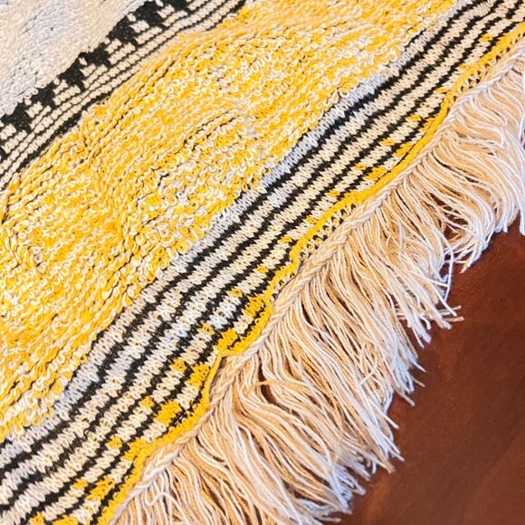 Woven Striped Poncho  Fringe Hem Handmade Artisan Craft by andthewhy one size - Picture 3 of 5